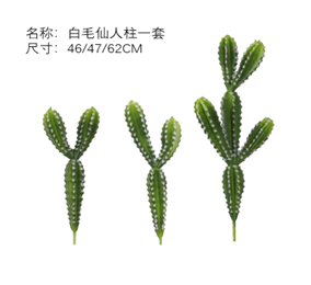 סט עמוד קקטוס פרווה לבנה 46/47/62 ס"מ