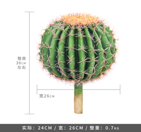 כדור קקטוס גדול קוצים אדומים 26 ס"מ
