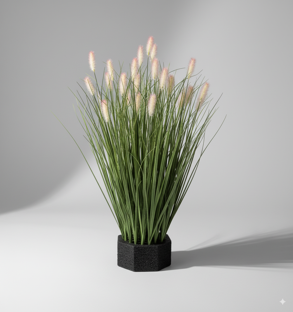 עשב זחל ירוק גדול מס' 3 ראש ורוד 65 ס"מ (19 ראשים)