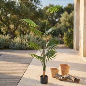 דקל ארקה מלאכותי בעציץ שחור