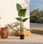 עץ טרופי מלאכותי בעציץ שחור 90 ס"מ