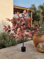 עץ מלאכותי עם עלים בגווני חלודה סדרת נטורה