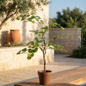 עץ צפצפה מלאכותי בעציץ שחור