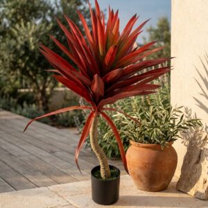 דרקונית אדומה מלאכותית בעציץ