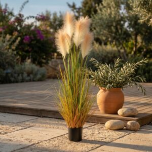 קנה סתווי מלאכותי בעציץ שחור