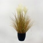 קנה סתווי מלאכותי בעציץ שחור - 60cm