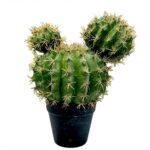 קקטוס מלאכותי כדור קוצים צהובים - 23cm