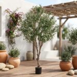 עץ זית מלאכותי בעציץ שחור