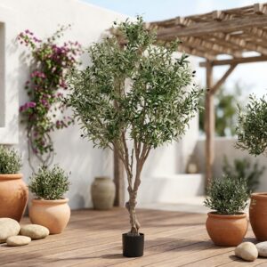 עץ זית מלאכותי בעציץ שחור