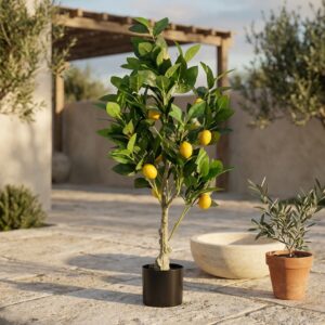 עץ לימון מלאכותי בעציץ שחור