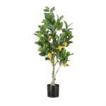 עץ לימון מלאכותי בעציץ שחור - 90cm