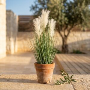 עשב קנה מלאכותי אפור-לבן