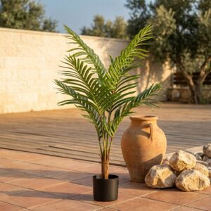 דקל ארקה מלאכותי בעציץ שחור