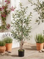 עץ זית מלאכותי בעציץ שחור