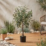 עץ זית מלאכותי בעציץ שחור