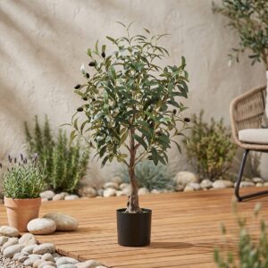 עץ זית מלאכותי בעציץ שחור