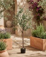 עץ זית מלאכותי בעציץ שחור