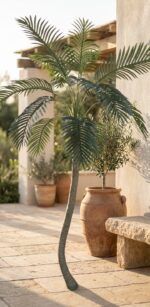 עץ דקל מלאכותי גזע יחיד מעוקל - 250cm