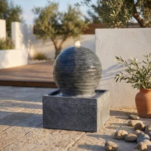 מזרקת מים כדור אפורה