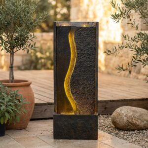 מזרקת מים דקורטיבית מוארת לגינה