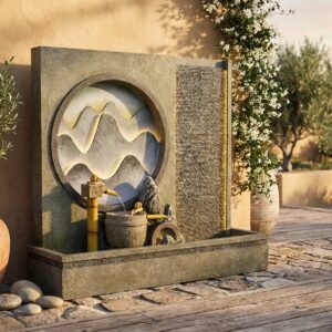 מזרקת מים דקורטיבית נוף הרים