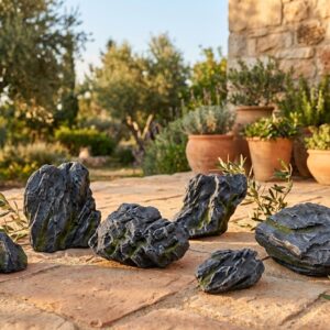 סט 6 סלעי נוי דקורטיביים אפורים
