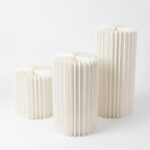 סט 3 במות דקורטיביות גליליות לבנות - 40cm